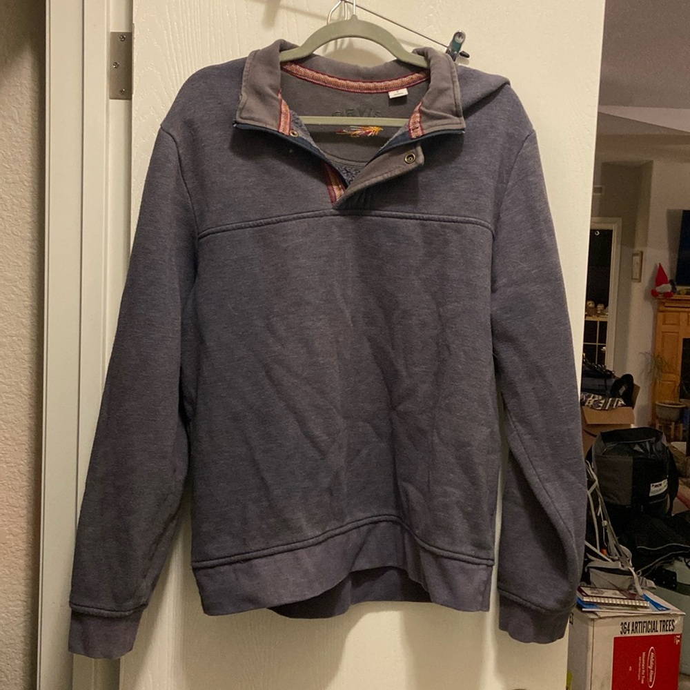 Orvis Collared pull over Sweat shirt Size L